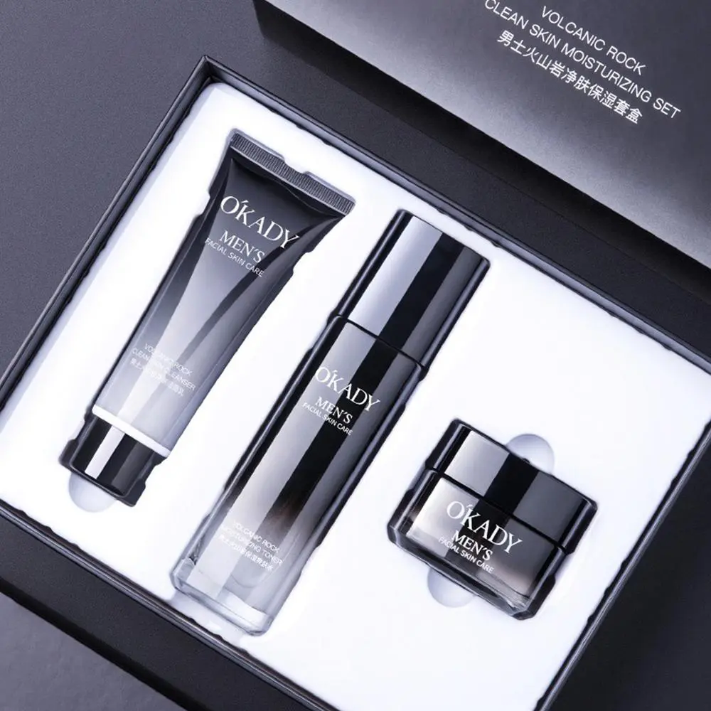 Men's Facial Skincare Kit, 3 Counts/set Gentle Skin Care Moisturizing Facial Cleanser & Toner & Cream, Deep Cleansing & Hydrating Skin Care Kit for Men