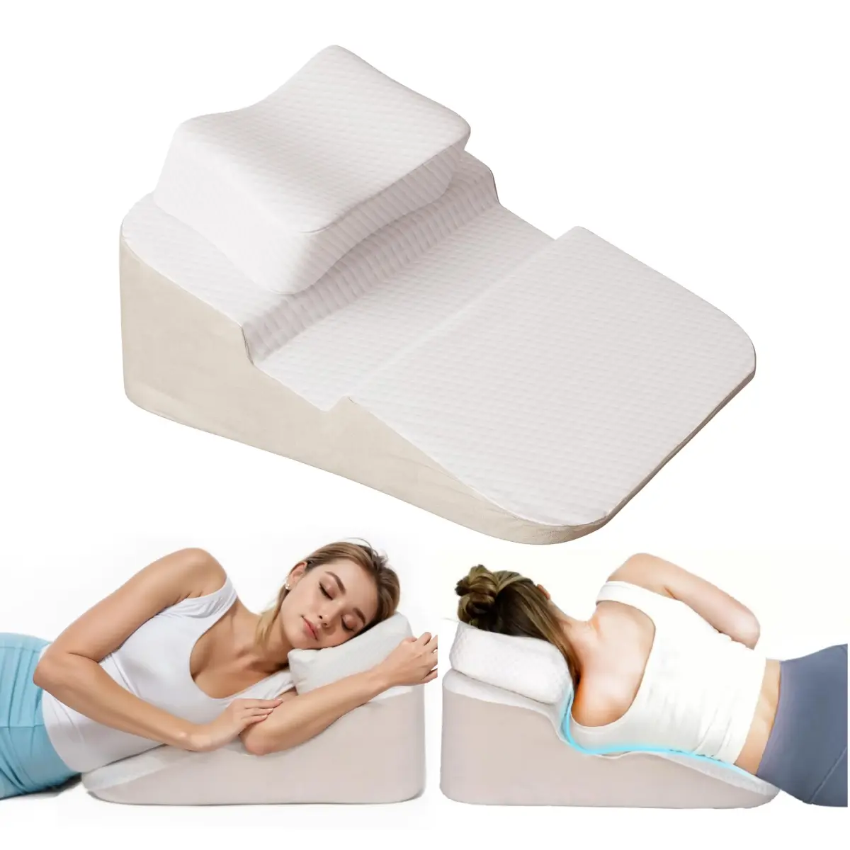 Orthopedic Side Sleeper Pillow with Arm Rest, Memory Foam Body Support Pillow for Shoulder & Neck Pain, Wedge Contour Pillow with Removable Washable Cover