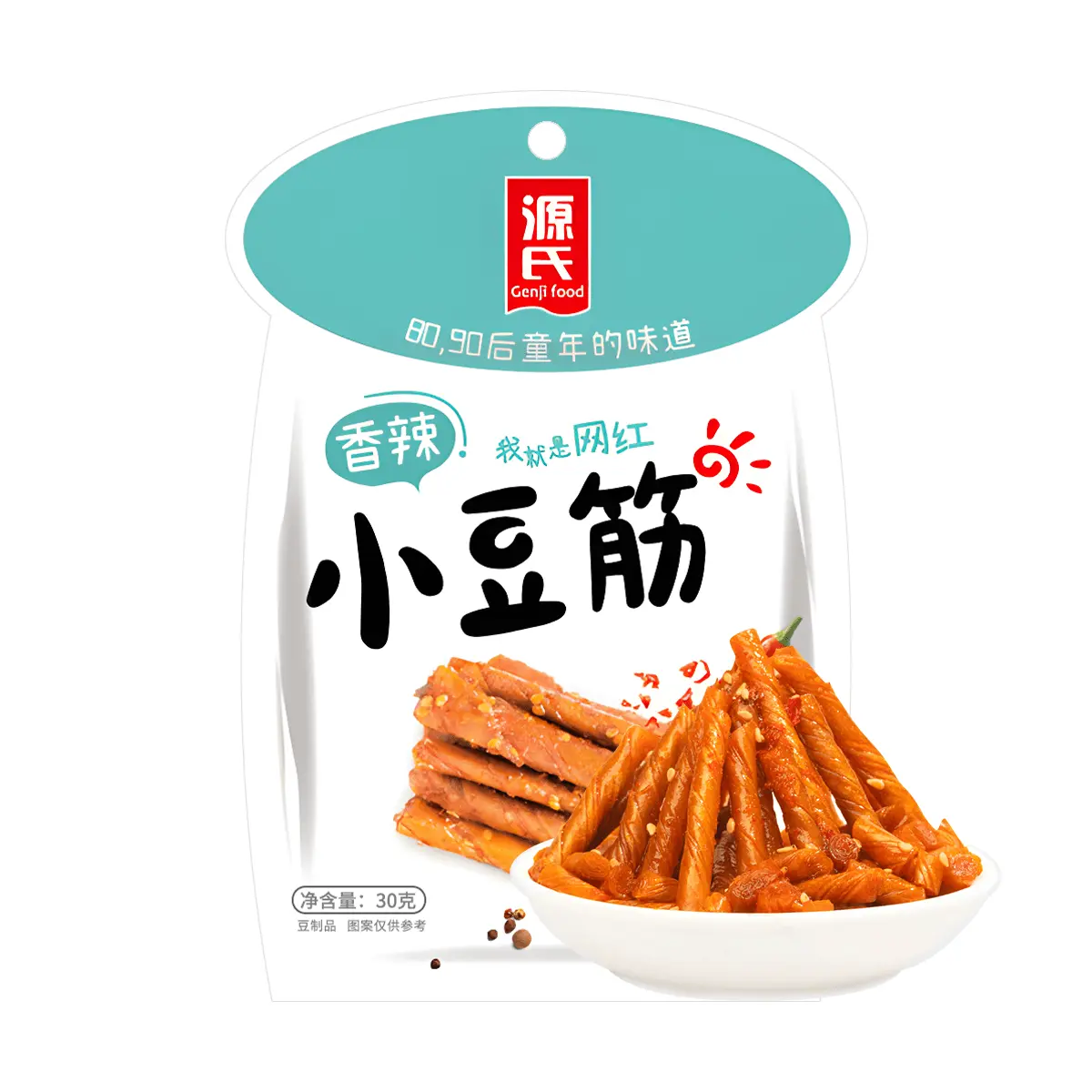 Genji Food Spicy Dried Bean Curd Strips - Authentic Chinese Snack, "Childhood Flavor" Hot & Savory, 30g