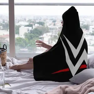 Wwe Logo Pattern Hat Blanket, Digital Print Flannel Throw, Soft Warm Magic Hat Blanket, Cozy Hooded Blanket, Sofa Cover, Home Leisure, Air Conditioning, Nap, Office Bed Camping Travel, Multifunctional Blanket