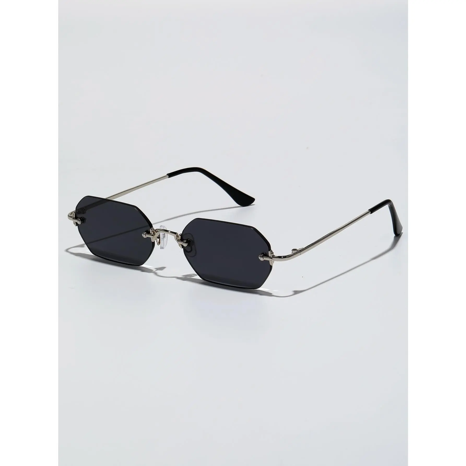 1pcs Men's Cool Black Frame Champagne Mini Hexagon Metal Retro Fashion Glasses uv400 lens sunglasses uv hair  friendly  sunnies travel accessory rave  glasses Assorted Color Classic Aviation Glasses