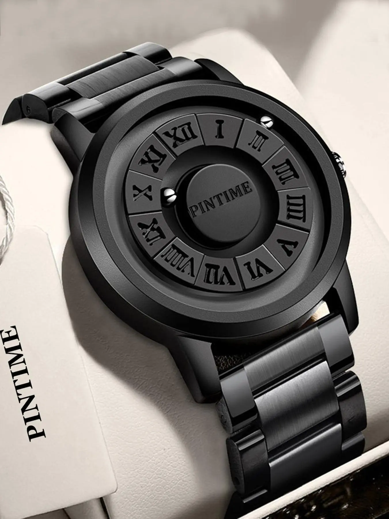 Men's Quartz Wristwatch, Zinc Alloy Strap, Waterproof Magnetic Bead Design, Halloween Family Party Gift, Suitable for All Occasions