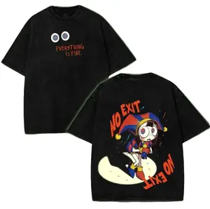 The Amazing Digital Circus Double Printed Lightweight Acid Washed Tee TV Show Graphic Top Shortsleeve Cotton Gift TShirt, Gift T-Shirt For Movie Lover tees good -The amazing digital circus
