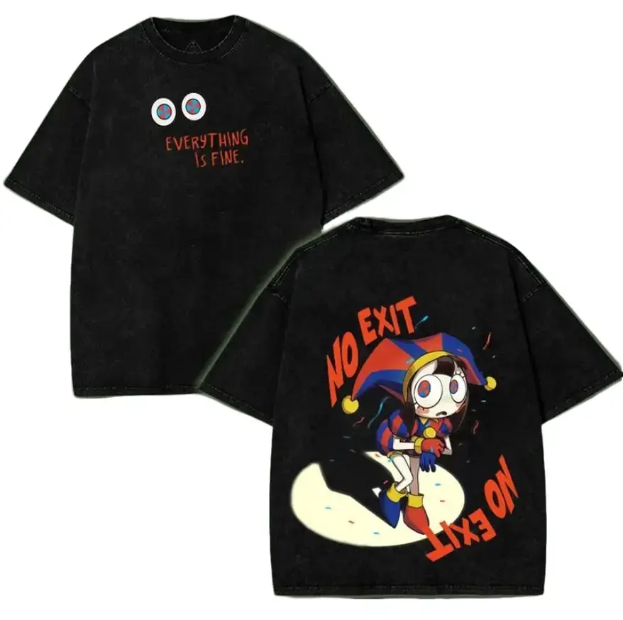 The Amazing Digital Circus Double Printed Lightweight Acid Washed Tee TV Show Graphic Top Shortsleeve Cotton Gift TShirt, Gift T-Shirt For Movie Lover tees good -The amazing digital circus