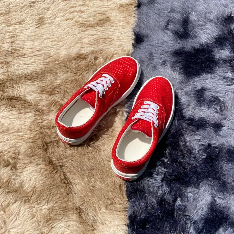 Summer breathable mesh canvas shoes men's bright red shoes versatile casual board shoes youth ins internet celebrity same style low top shoes big size 36-48 student party street trend skateboard shoes couple's breathable lightweight flat shoes