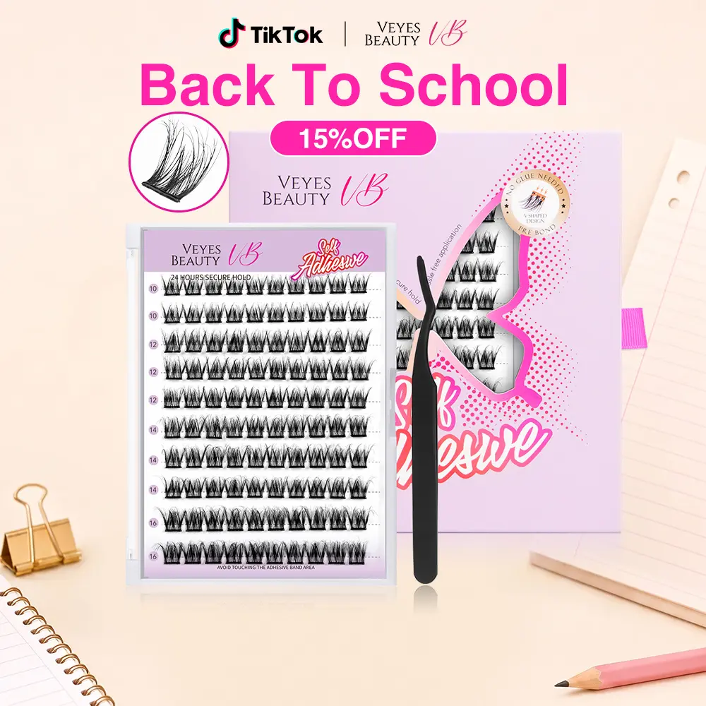 VEYESBEAUTY Vyxen Pre-Glued Lash Clusters, Faux Mink Eyelash Extensions for Natural Lengthening, Wispy Spiky Style, DIY Kit with Mixed Lengths 10-16mm, Spiky Lashes, Diy Lashes