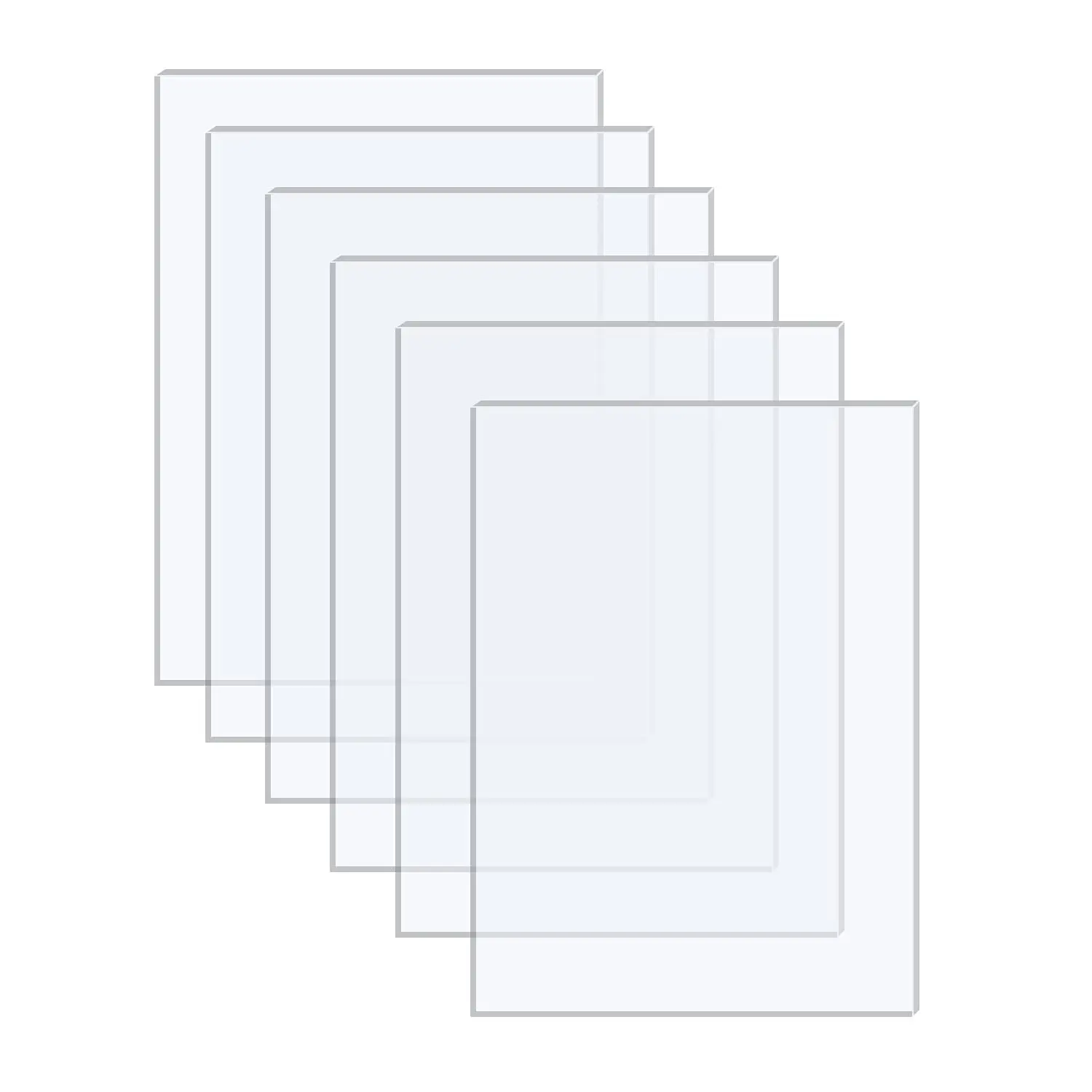 6 Pack 8x10 0.04" Clear Plexiglass Sheets for Picture Frame | 1mm Transparent Acrylic Sheets Cut to Size for Craft Project, Painting, Model Making