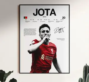 Diogo Jota Poster, Liverpool Wall Print, Soccer , Anfield Decor, Premier League Print, Portugal Football , Football Room Art - POSTER NO FRAME