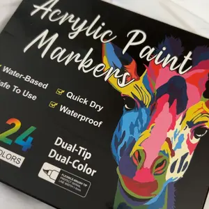 Acrylic Marker Pen Set, 24/48/72 colos Dual Tip Double Color Acrylic PaintMarkers Pens for Wood, Canvas, Stone,Glass, Ceramic Surfaces, Christmas Gift,Acrylic Art Kit,Easter egg painting set ,Art Materials