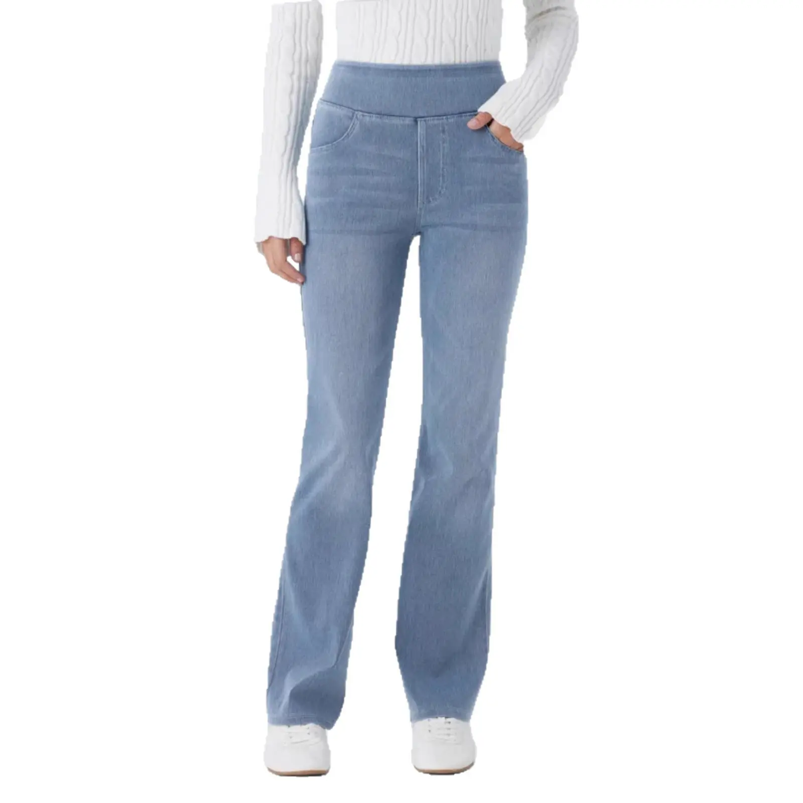 High Waisted Pockets Washed Casual Bootcut Jeans