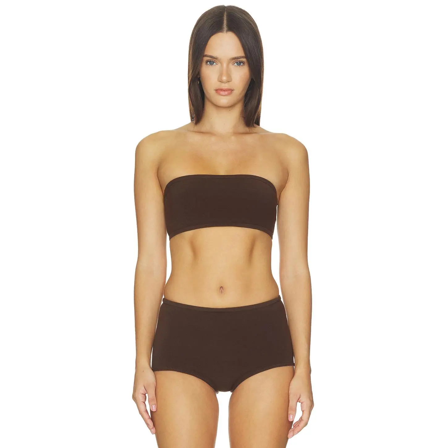 SRG Adelynn Knit Bandeau Bra in Chocolate Brown