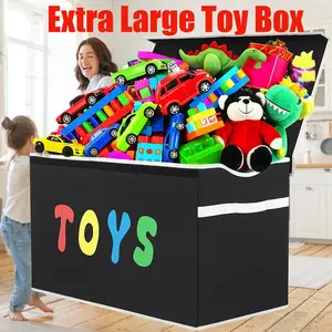 Extra Large Collapsible Toy Box with Lid - Sturdy Storage Chest Organizer for Kids, Boys & Girls - Perfect for Nursery, Playroom & Closet.