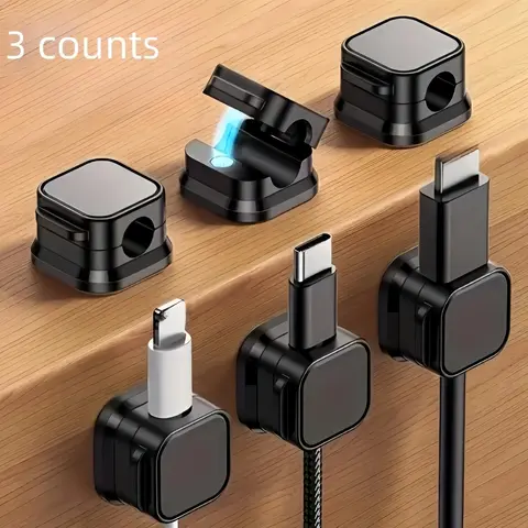 Magnetic Cable Clamp, 3 Counts Adjustable Anti Slip Cable Organizer, Organise the Space, Cable Management Tool for Home Office Desk, Cord Organizer, Cable Management Kit, Cable Management Clips