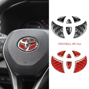 Carbon Fiber Steering Wheel Cover Decal Car Accessory Interior Modification for Toyota Corolla C-Hr Rav4 86 Avensis T25 Auris Land Cruiser Yaris Hilux Prius Camry