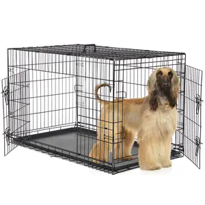 24,30,36,42,48 Inch Dog Crates for Large Dogs Folding Mental Wire Crates Dog Kennels Outdoor and Indoor Pet Dog Cage Crate with Double-Door,Divider Panel, Removable Tray (Black, 48") Durable, Foldable Metal Wire Dog Crate with Tray, Double Door