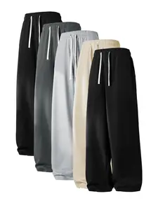 Men's Regular Fit Drawstring Casual Pants - Soft and slightly stretchy fabric, comfortable and breathable, drawstring waist adjustment, solid color, perfect for outdoor sports and fitness activities in spring and summer Plain Trouser Menswear