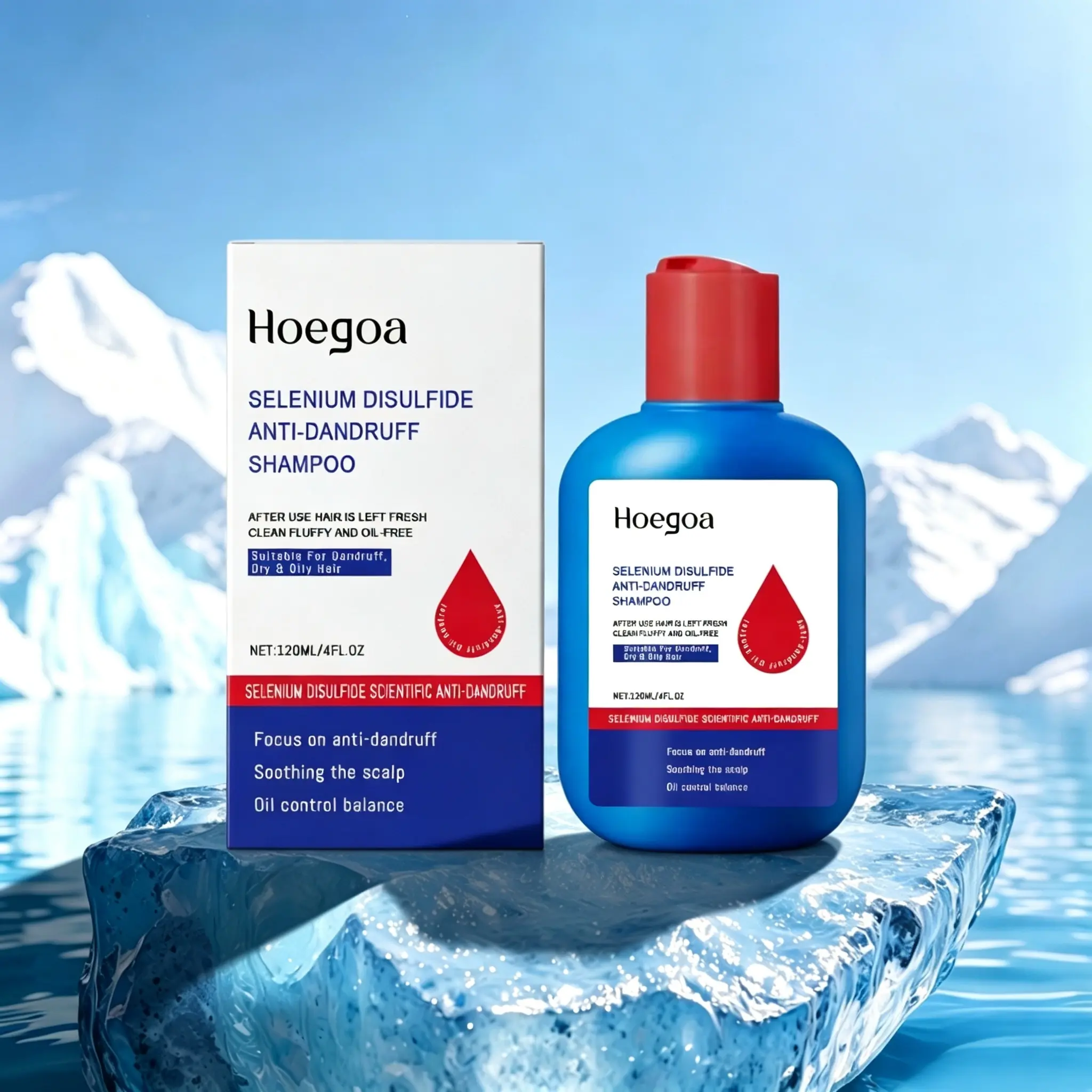 HOEGOA Selenium Disulfide Shampoo & Conditioner Bundle Pack - 120ML Liquid Shampoo Treatment, Oily Hair Care, Anti-Dandruff, Anti-Itch, Oil Control, Refreshing Scalp Cleansing Formula, Gentle Comfort Cleanser