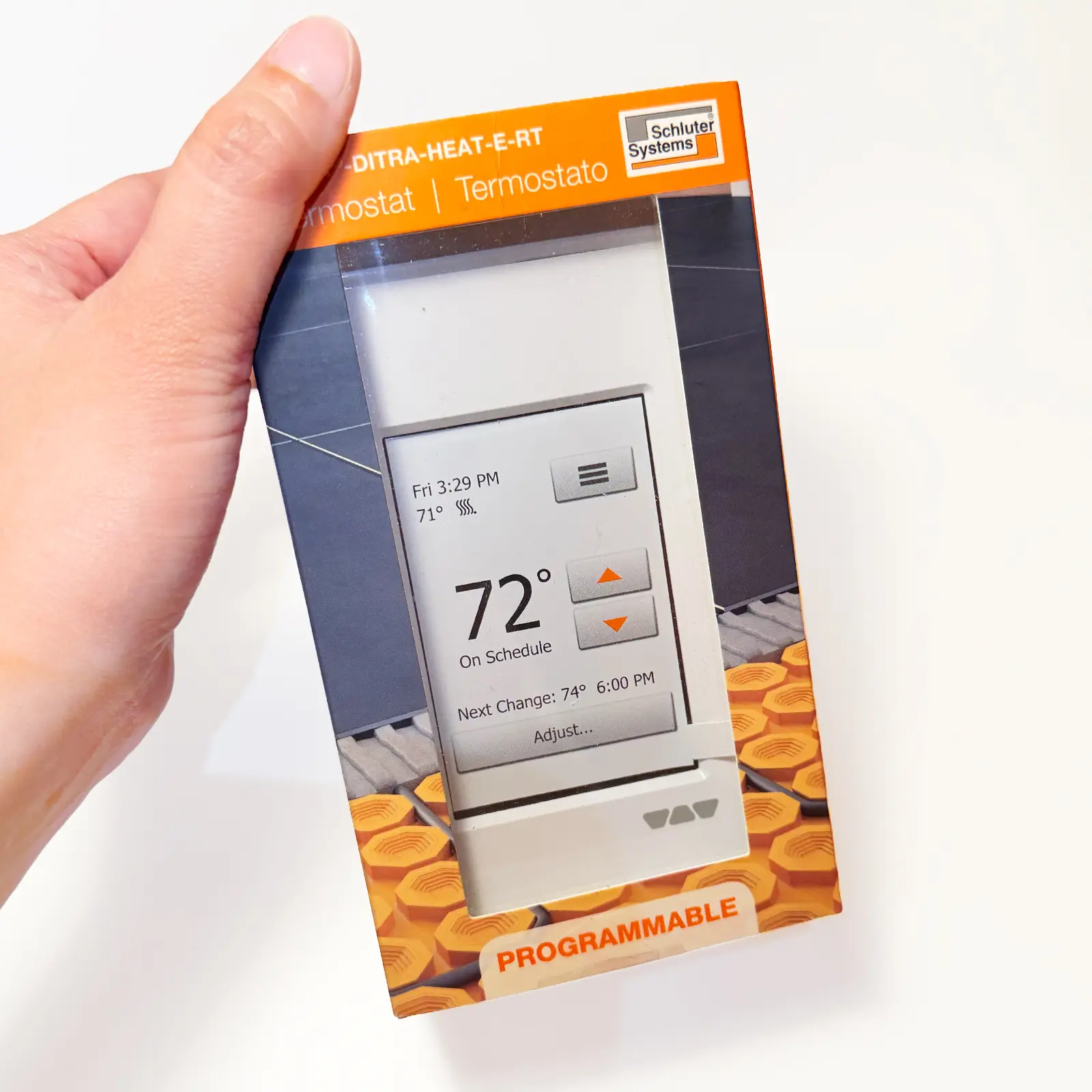 Schluter DHERT102/BW DITRA HEAT E-RT Programmable Touchscreen Floor Heating Thermostat, Smart Home Temperature Control Device for Home Improvement