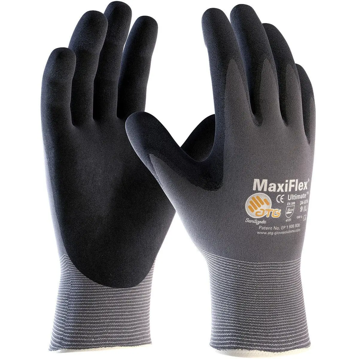 PIP MaxiFlex 34-874 Ultimate Seamless Nitrile Grip Work Gloves, Nitrile Disposable Work Safety Gloves for Home Improvement & Security Use, Nitrile Disposable Gloves