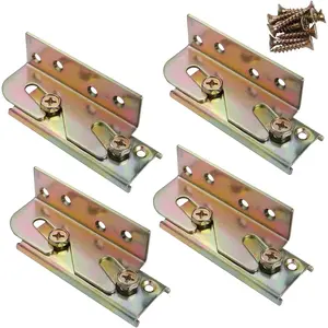 4 Sets Heavy Duty Bed Rail Brackets, Wooden Bed Frame Connector Fittings with Screws