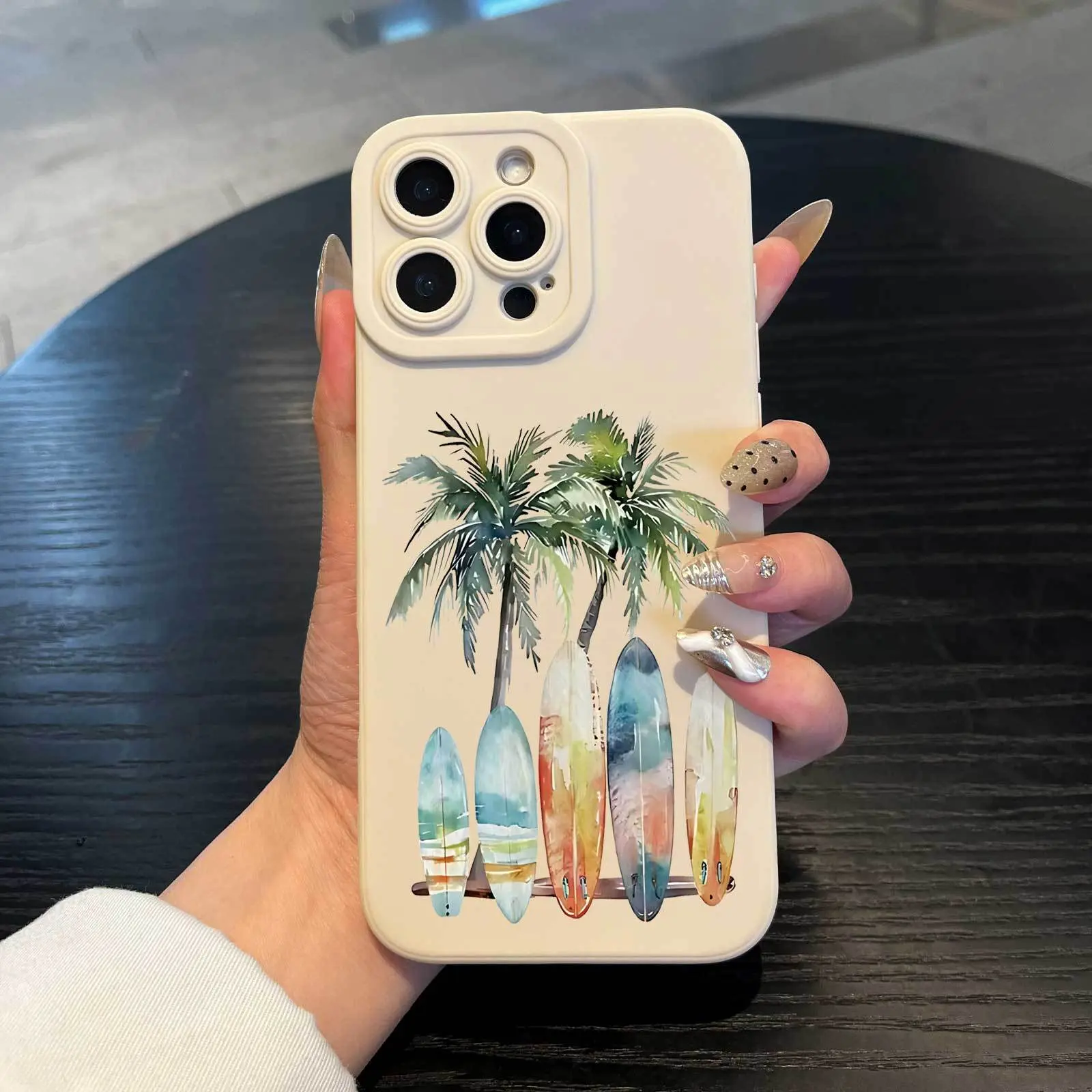 Phone Case - Summer palm tree and surfboard design phone case, offering 360-degree protection, suitable for iPhone 17/16/15/14/13/12/11/X/XS/XSMAX/XR/12.13MINI/16E, holiday gift for friends, family, and yourself, Cover, Accessories, Smartphone, Cellphone,