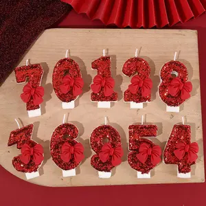 Bow Number Design Candle, Creative Birthday Candle, Cake Decoration Candle, Party Supplies for Birthday, Festive & Party Supplies, Ornaments