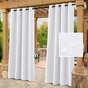 H.VERSAILTEX White Indoor Outdoor Curtains for Patio Waterproof Stainless Steel Silver Grommet Thermal Insulated Light Blocking Outdoor Drapes for Deck/Gazebo, Pure White, 52x108 Inch, 1 Panel