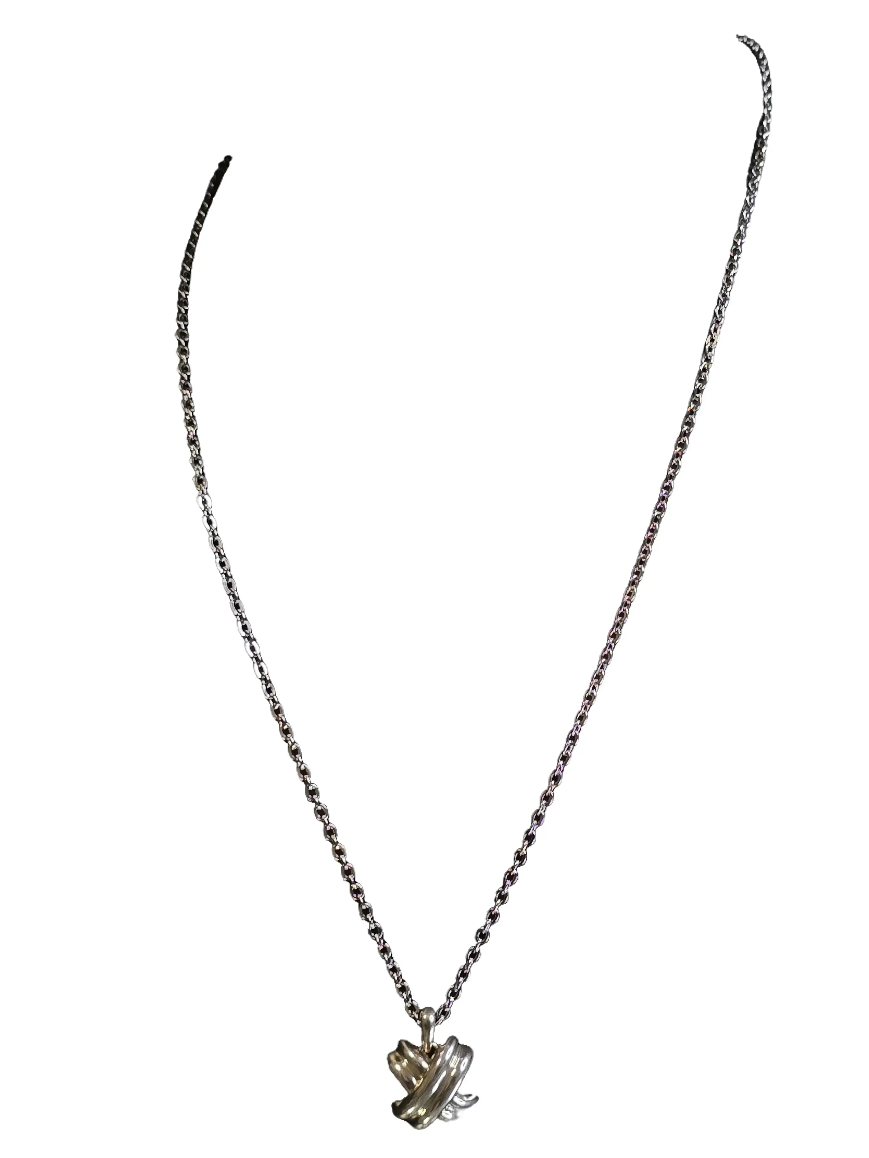Pre-owned Tiffany and Co. Signature X shaped Silver Necklace 16"
