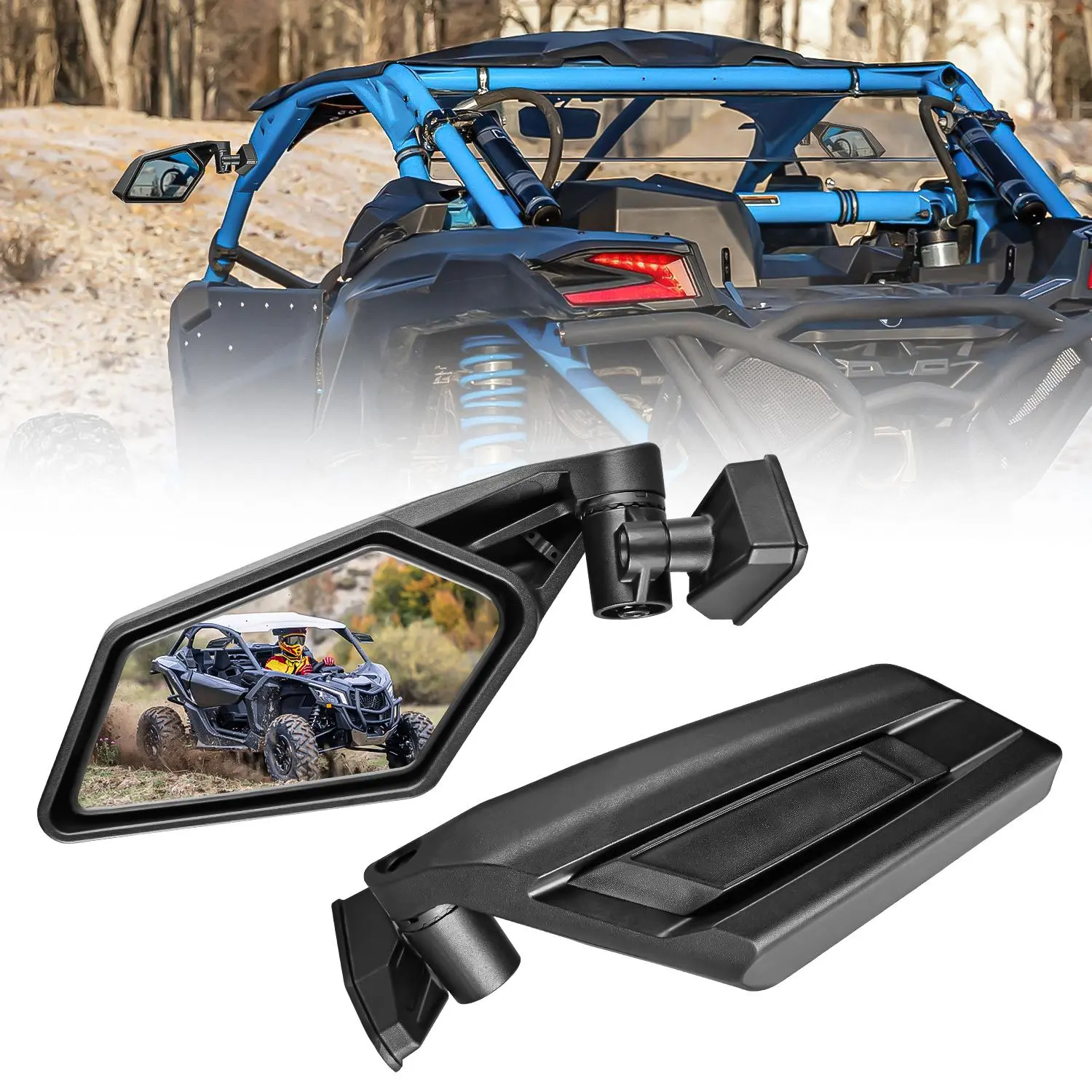 Nilight Aluminum Adjustable Folding UTV Side Mirrors, 360-Degree Adjustment, Easy Installation with Installation Accessories, Enhanced Visibility, Perfect Fit for 2016-2023 Can Am Maverick X3 Turbo R