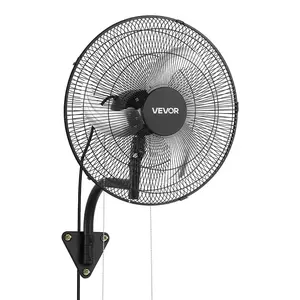 VEVOR 18-in Powered Filterless Wire-In Wall-Mounted Fan - Adjustable Speeds, Oscillating, Long Airflow Distance, Adjustable Rotation Angle, Mechanical for Garage, Black (Father's Day Gift), Adjustable Speeds Fan, Powered Wall-Mounted Fans