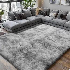 XEXSIN Soft Fluffy Large Modern Area Rugs for Living Room Bedroom Grey Tie-dye Ultra Soft Thickened Memory Foam Indoor Rug Comfy Aesthetic Solid Minimalist Carpets for Girls Boys Nursery Dorm Home Decor