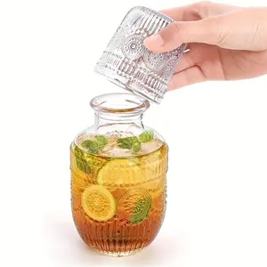 Elegant Glass Bedside Water Bottle Set, Cover Included, Ideal for Bedroom, Guest Room, Office, Bathroom, Travel Cup, Gift Choice