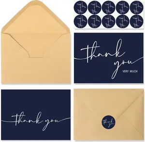 24 PCS Thank You Cards With Envelopes,Thank You Card,4x6 Inch Minimalistic Design, Thank You Notes for Wedding, Business, Baby Shower, Small Business, Funeral, Graduation (Navy Blue)