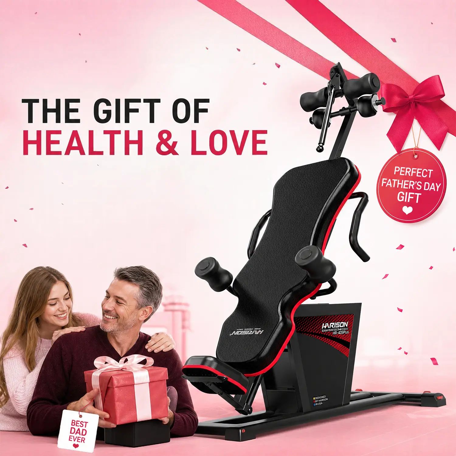 HARISON 2026 Inversion Table - Perfect Father's Day Gift for Dad's Back Pain Relief, Heavy Duty 300lbs Capacity w/ Remote Control & Reversible Ankle Support (TKHR-409Plus)