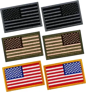 6 PCS Tactical Patches of USA US American Flag Regular and Reverse, with Hook and Loop for Backpacks Caps Hats Jackets Pants, Military Army Uniform Emblems, Size 3x2 Inches