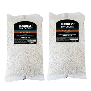 Waxness Spa Choice Rosin Free Multidirectional Hard Wax Coconut  2.2 lb / 1 kg - Pack of 2 - For Hair Removal