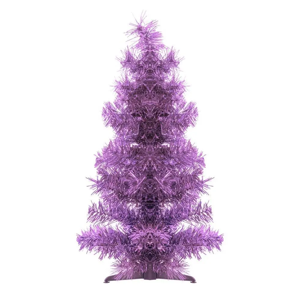 Perfect Holiday Tabletop Christmas Tree Compact Holiday Décor PVC Tree with Stand 2 Feet - Purple Party Decoration Supplies Led Ball Lights