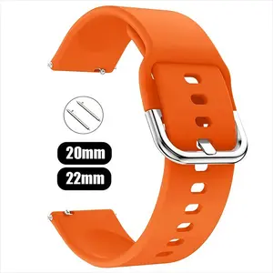20mm 22mm Silicone Watch Bands For Samsung Galaxy Watch Active 2 Bands 40mm 44mm/Active 40mm/for Galaxy Watch 3 41mm 42mm/Gear S2 S3 22mm 45MM  Sport GT Amazfit Gtr Buckle Watch Band 4 5 6 7 Frontier Wristband  For Amazfit Watch factory outlet