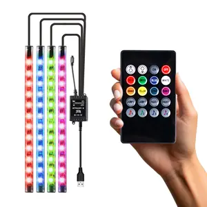 48-Color Usb-Powered LED Strip Lights for Car Interiors, Designed for Under-Dashboard Use, Featuring Music Synchronization for Decorative Purposes, Suitable for Vehicles, Trucks, And Suvs, Without Battery diy mode underglow kit van