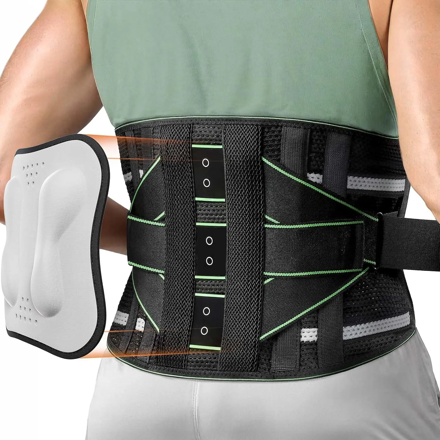Back Brace for Lower Back, 8X Powerful Lumbar Support with Removable 3D Pad, Support Belt for Men Women, Breathable Back Support Brace with Adjustable Strap, Waist Trainer Belt, Recovery Belt, Waist Cinch, Waist Training Belt