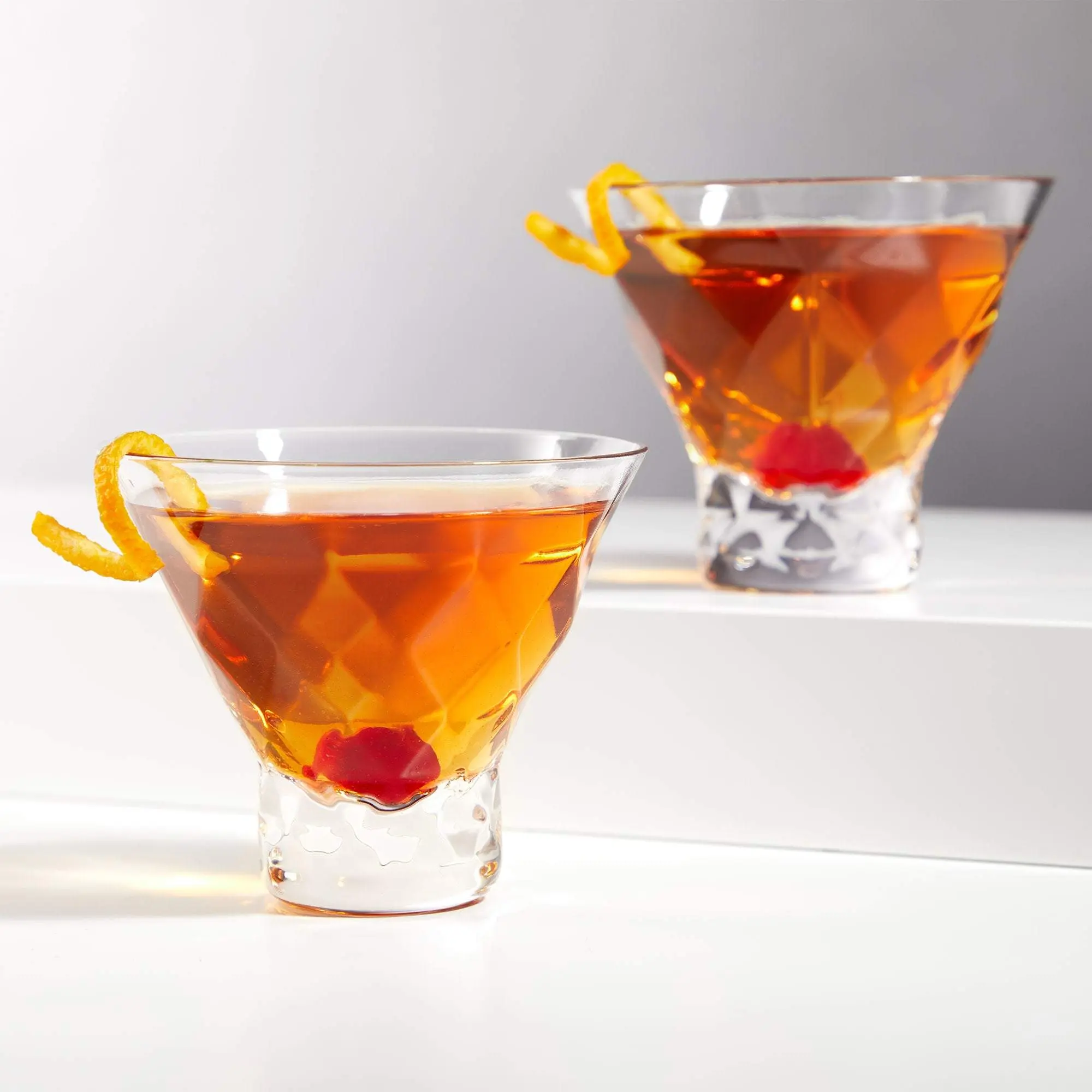 Gem Crystal Martini Glasses Set of 2 - 7.5 oz Heavy Base Cocktail Glasses for Espresso Martinis & Daiquiris in Your Clean Girl Aesthetic Barware Haul, Bridesmaid Gifts, Stemless and Stunning