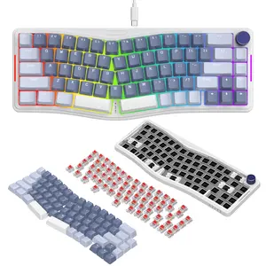 ATTACK SHARK  x AJAZZ AKS068 Wired Mechanical Gaming Keyboard 65% Alice Layout Hot-swapped Gasket Mount with RGB Backlit VIA Programmable Knob NKRO TKL AS Pre-lubed Tactile Brown Switch for Win/Mac e-sports game