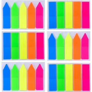 600 count Self-Adhesive Page Markers Neon Colored Index Tabs, Self-Stick Note Pads Neon Flag Sticky Notes, The Translucent Adhesive Part Won't Cover Up Any Information