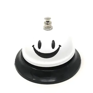 ASIAN HOME Call Bell, 3.35 Inch Diameter, Metal Bell, White Smiley Face, Desk Bell Service Bell for Hotels, Schools, Restaurants, Reception Areas, Hospitals, Customer Service, White Kitchen Stainless