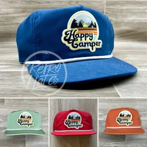 Happy Camper Patch on Retro Poly Rope Hat