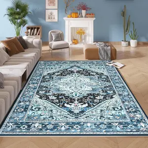 Boho Style Geometric Pattern Rug, 1 Count Non-slip Soft Floor Mat, Decorative Carpet for Home Living Room Bedroom Study Room