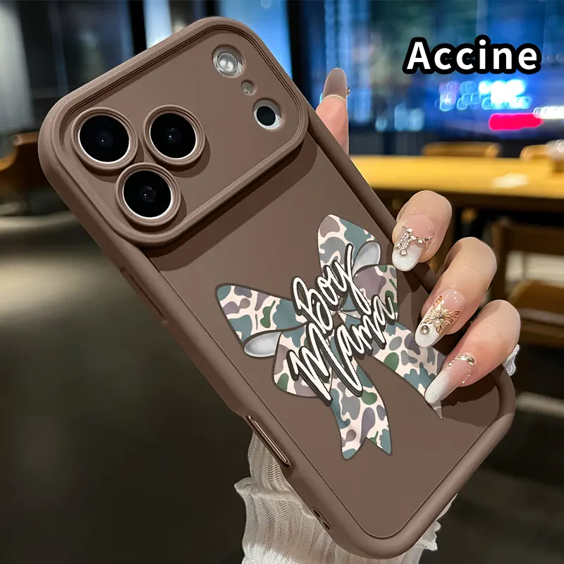 Camouflage Boy Bow Phone Case for iphone 17 Pro Max 16 Plus 15 14 13 12 11 XR Air E Matte TPU Drop-Proof Rugged Durable Soft Bumper Cover Gift for Boy