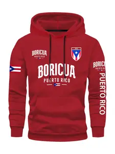 Men's Casual Loose Hooded Sweatshirt with Letter Graphic Print, Fitted Warm Pullover for Fall & Winter Outdoor Wear Casual Pullover Hoodies