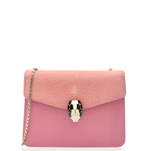 Pre-owned Bvlgari Leather Shoulder Bags Bulgari Small Serpenti Forever Shoulder Bag Calfskin Pink (0408n6)