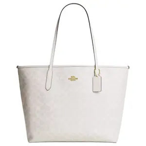 COACH City 33 Signature Monogram Logo Tote Bag in Chalk White for Women